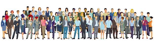 Large group of people on white background. - Vector, Image