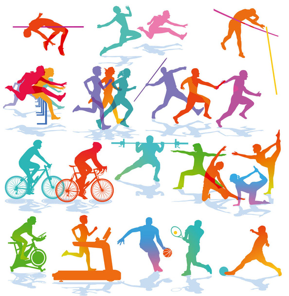 athletes, fitness, athletics illustration - Vector, Image