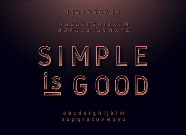 Vintage sans serif alphabet. Retro copper typography font classic style - Vector, Image