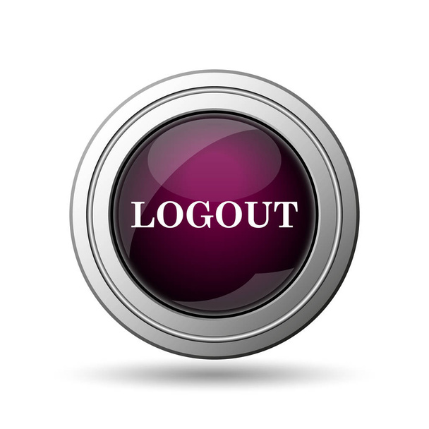 Logout ikonra. Internet gomb fehér háttér - Fotó, kép