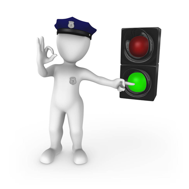 Green traffic light - go! 3d rendered illustration. - Photo, image
