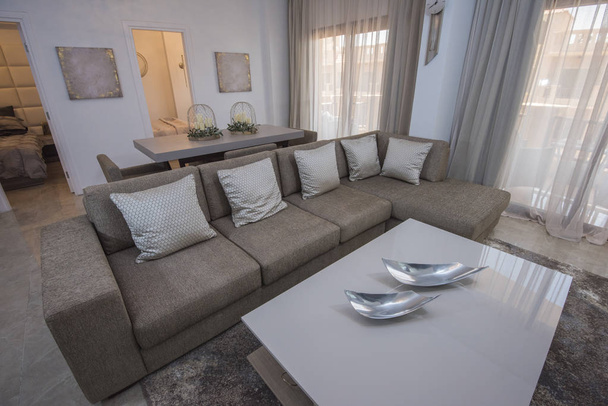 Salón salón en apartamento de lujo mostrar el hogar mostrando decoración de diseño de interiores
 - Foto, Imagen