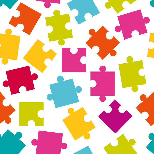 Vector seamless pattern of colorful jigsaw puzzle pieces. - ベクター画像