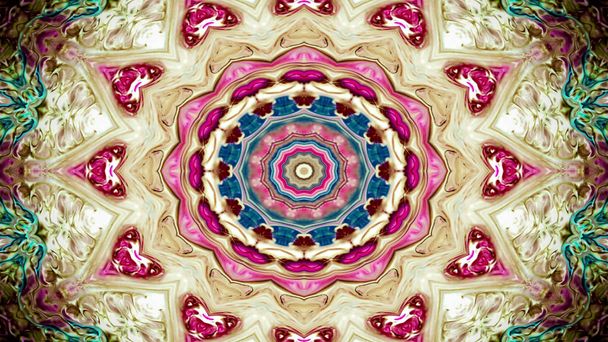 Abstract Ethnic Authentic Symmetric Pattern Ornamental Decorative Kaleidoscope Movement Geometric Circle and Star Shape - Photo, Image