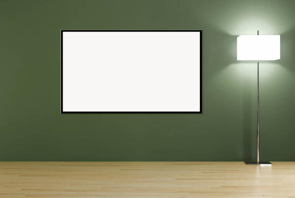Moderne lichte interieur appartement met mockup poster frame 3d rendering illustratie - Foto, afbeelding