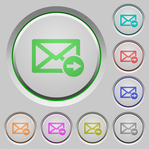 Mail forwarding color icons on sunk push buttons - Vector, Image