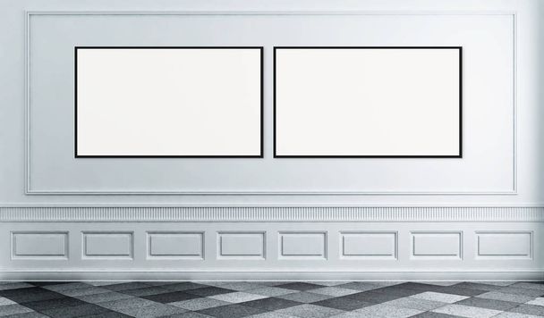 Moderne lichte interieur appartement met mockup poster frame 3d rendering illustratie - Foto, afbeelding