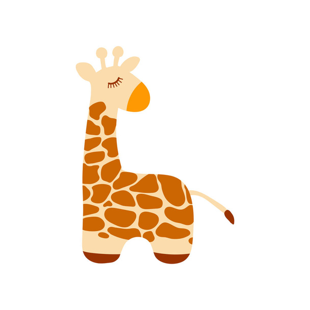 Vector illustration of cute cartoon orange giraffe. - Vector, Image