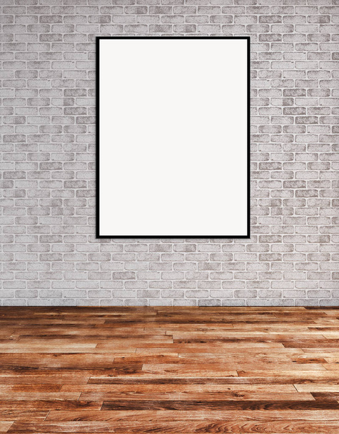 Διαμέρισμα μοντέρνο φωτεινούς εσωτερικούς χώρους με κοροϊδεύω αφίσα πλαίσιο 3d rendering εικονογράφηση - Φωτογραφία, εικόνα