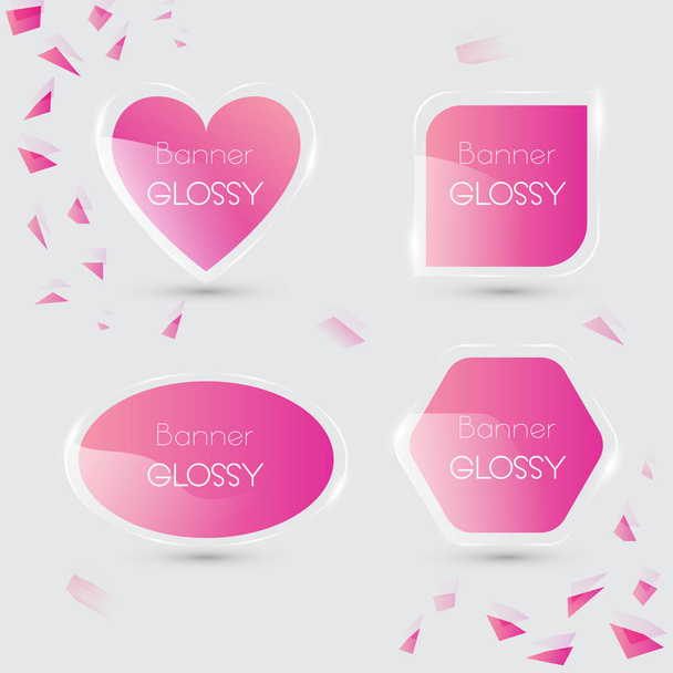 Set of vector banner glossy with color pink - Vektor, kép