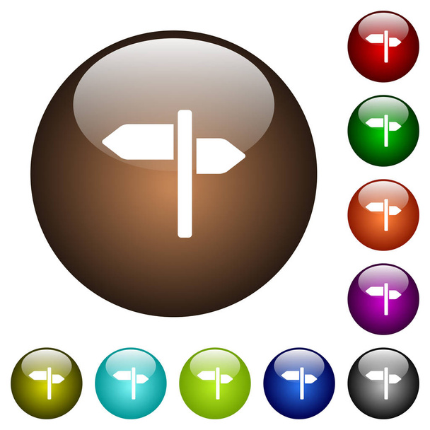 Panneau icônes blanches sur des boutons ronds en verre de couleur
 - Vecteur, image