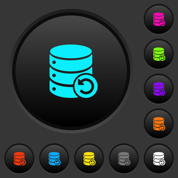 Deshacer cambios en la base de datos pulsadores oscuros con iconos de color vivos sobre fondo gris oscuro
 - Vector, imagen