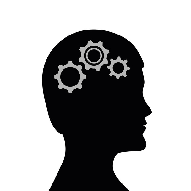man with gears in the head business symbol teamwork - Vector, Image
