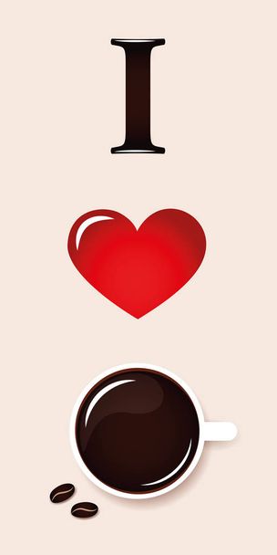 I love black coffee - Vector, Image