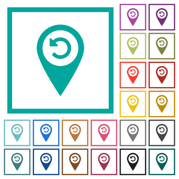 Desfazer GPS mapa localização ícones de cor plana com quadros quadrantes no fundo branco
 - Vetor, Imagem