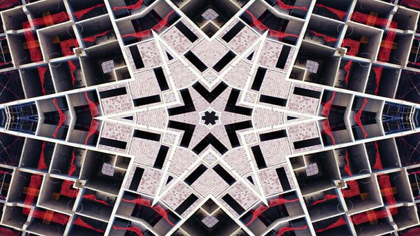 Abstrakcja budowlane obszar symetryczny wzór Kalejdoskop ozdobny ozdobnych ruch geometrycznej koło i kształty gwiazda - Zdjęcie, obraz