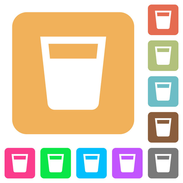 Drink flat icons on rounded square vivid color backgrounds. - ベクター画像