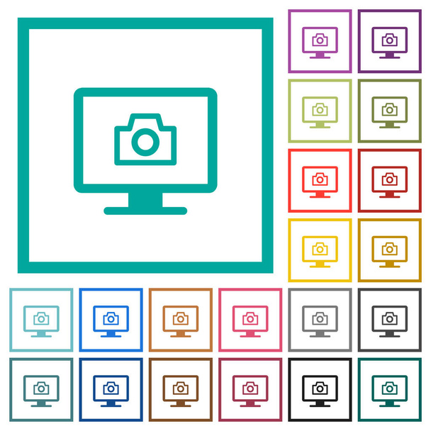 Faire une capture d'écran des icônes de couleur plates avec des cadres quadrants sur fond blanc
 - Vecteur, image