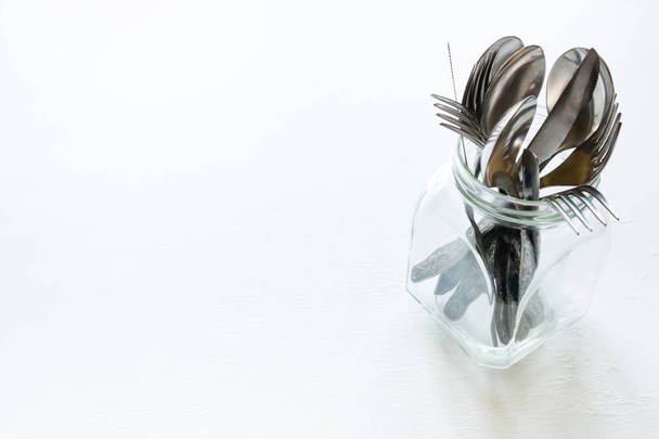 Cutlery in a jar with place for text - Photo, Image