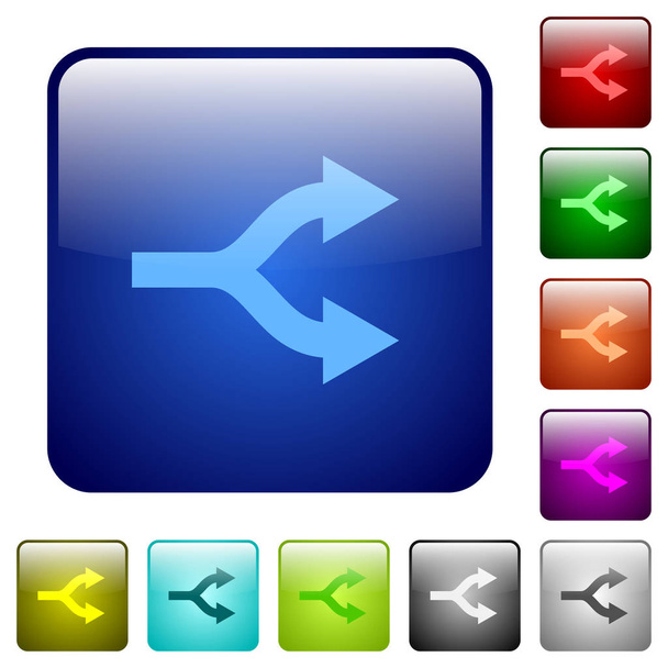 Flèches divisées icônes en arrondi carré couleur ensemble de boutons brillants
 - Vecteur, image