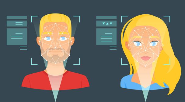  ilustración de identificación biométrica facial
 - Vector, Imagen