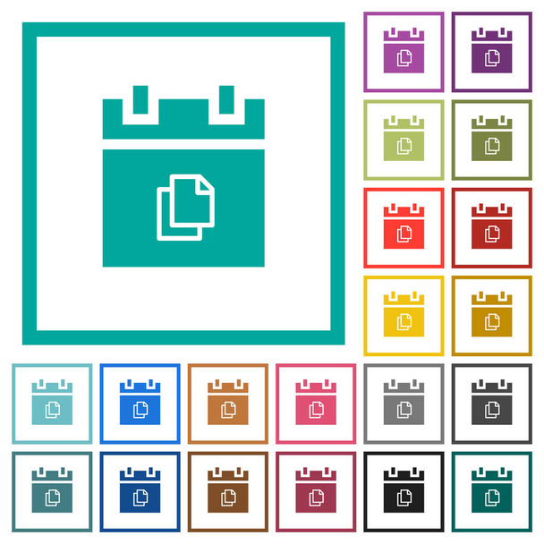 Дубликат элемента расписания плоские цветные иконки с квадрантными рамками на белом фоне
 - Вектор,изображение