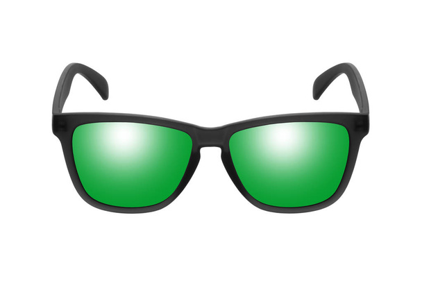Сонцезахисні окуляри з зеленими лінзами ізольовані на білому тлі
 - Фото, зображення
