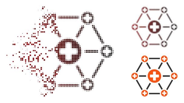 Zerstörte Pixel-Ikone für medizinisches Netzwerk - Vektor, Bild