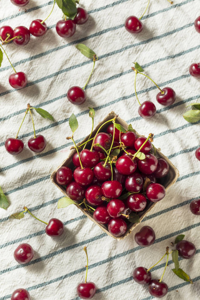 Raw Red Organic Tart Cherries Ready to Eat - Photo, image