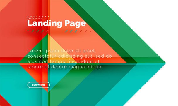 Square shape geometric abstract background, landing page web design template - Vector, Image