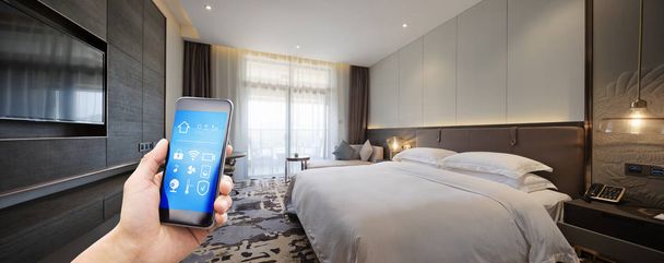 smart home in hotel bedroom - Photo, Image