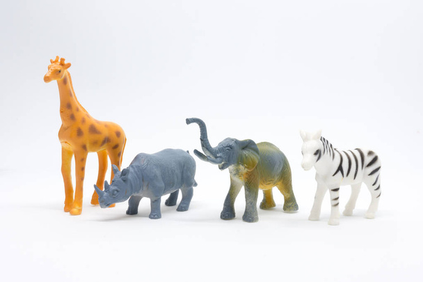  modello africano animale isolato su sfondo bianco, giocattoli animali di plastica
 - Foto, immagini
