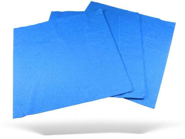 Tres servilletas de papel azul con sombra
 - Foto, Imagen