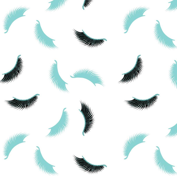 Lashes vector pattern with turquoise glitter effect - Вектор,изображение