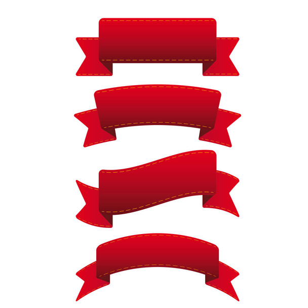 Fita vermelha conjunto vetor isolado
 - Vetor, Imagem