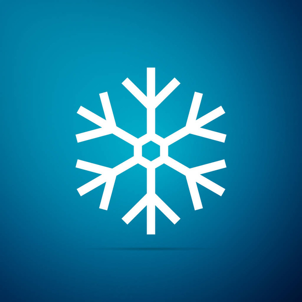 Snowflake icon isolated on blue background. Flat design. Vector Illustration - Vektor, kép