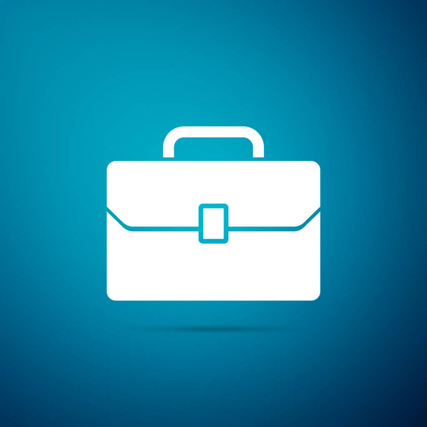 Icono del maletín aislado sobre fondo azul. Firma del caso. Diseño plano. Ilustración vectorial
 - Vector, imagen