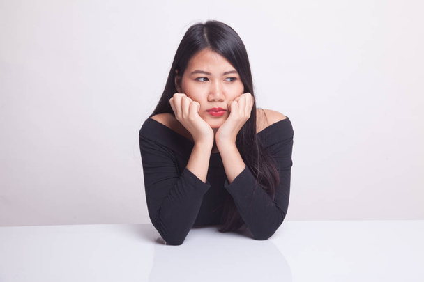 Asian girl with sad emotion on white background - Valokuva, kuva