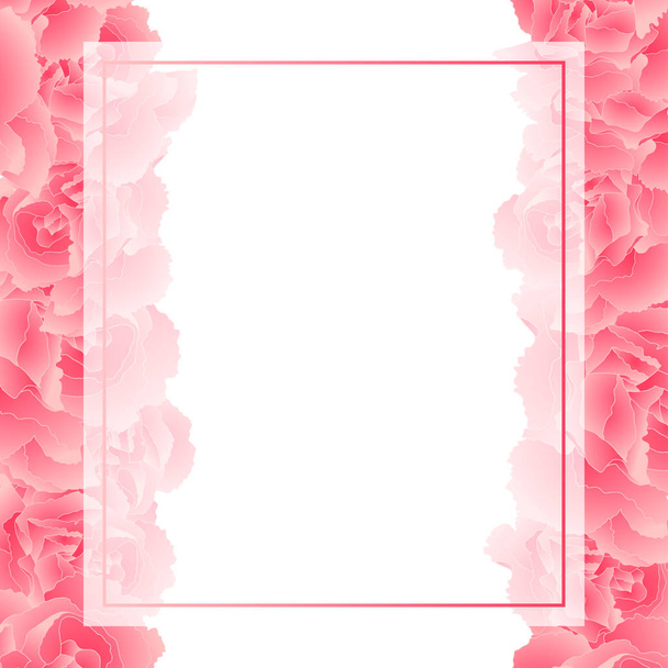 Dianthus caryophyllus - Рожевий гвоздик Квітковий прапор Карта Бордюр. Векторна ілюстрація
. - Вектор, зображення
