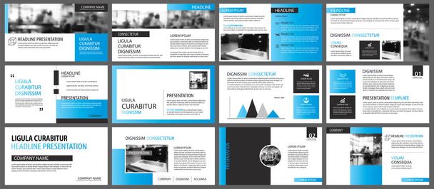 Kék és fehér elem dián infographic háttér. Bemutató sablon. Használata az üzleti éves jelentés, szórólap, vállalati marketing, szórólap, reklám, prospektus, modern stílusban. - Vektor, kép