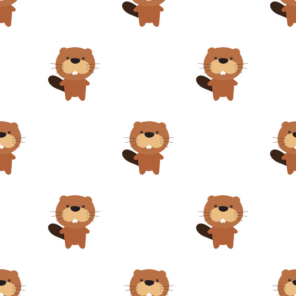 Vector seamless pattern of cartoon beaver. Seamless pattern. - Vector, afbeelding