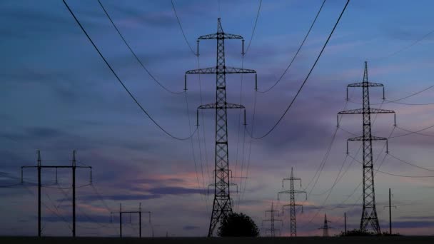 Electricity pylons and the evening sky - Footage, Video