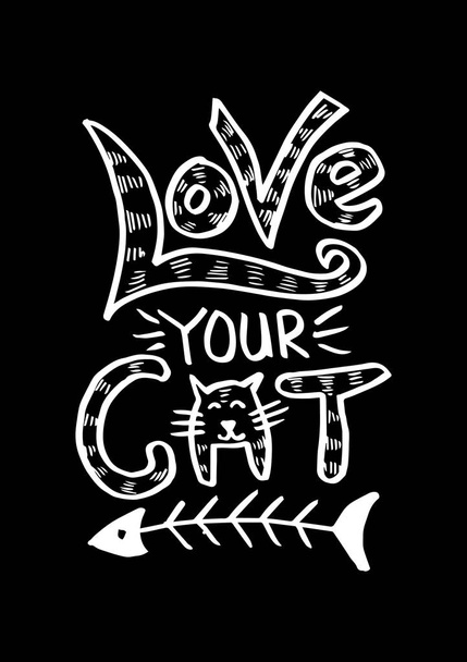 lieben Sie Ihre Katze Hand Schriftzug. Motivationszitat. - Foto, Bild