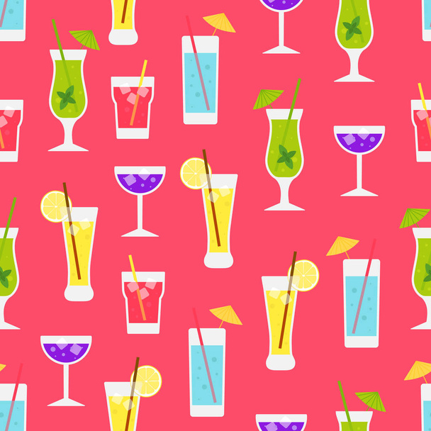 Vector seamless pattern with cocktails. Seamless pattern. - Vector, Image