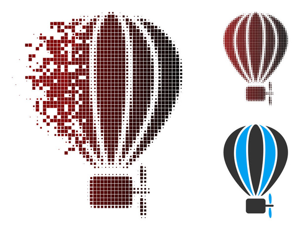 Destructed Pixel Halftone Aerostat Balloon Icon - Vector, Image
