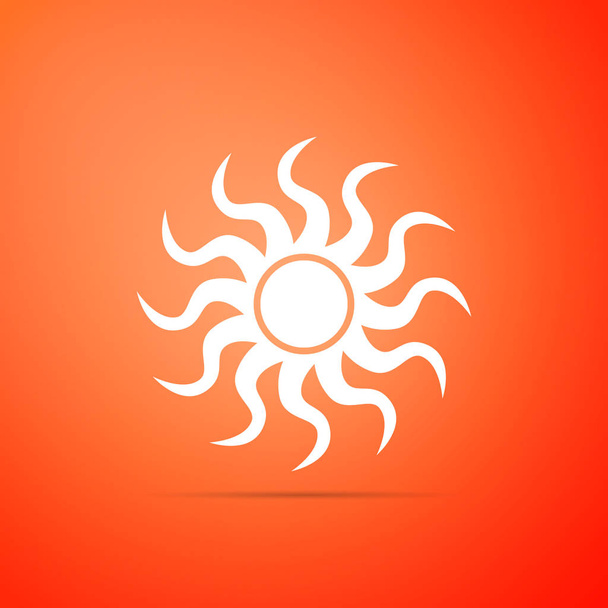 Піктограма сонця ізольована на помаранчевому фоні. Плоский дизайн. Векторна ілюстрація
 - Вектор, зображення