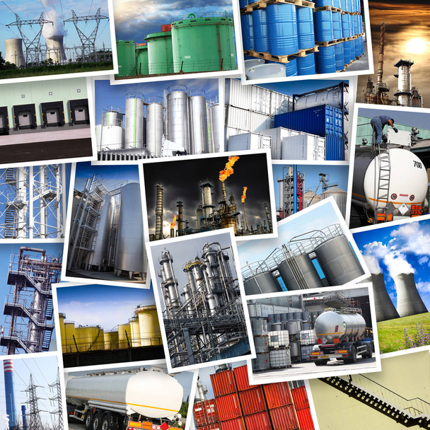 a Collage di impianti per l'energia e la chimica
 - Foto, immagini