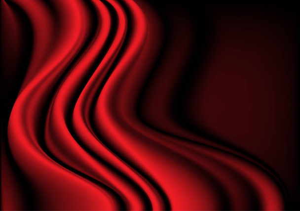 Red silk fabric wave curve 3D background texture vector illustration. - Vector, Image