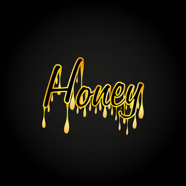 Honey typography dripping on black background, vector, illustrator, eps file - Vetor, Imagem