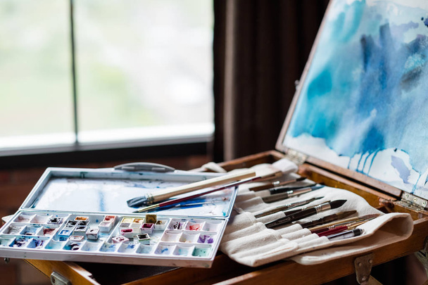 artist brush set watercolor paint lifestyle tool - Φωτογραφία, εικόνα